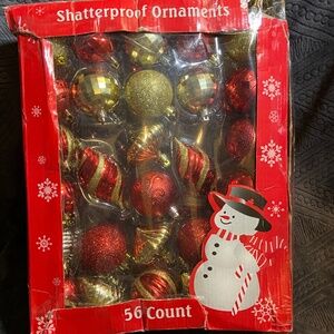 Set of 56 Shatterproof Red & Gold Christmas Tree Ornaments
